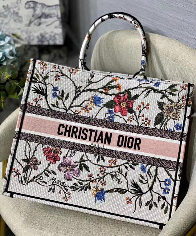 Christian Dior Cannage Embroidered Velvet Dior Book Tote White